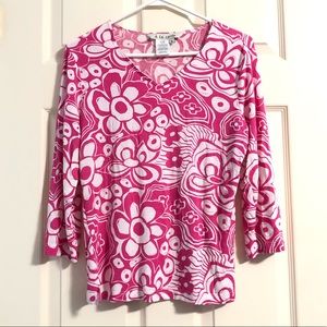 A La Cate Pink And White Floral Print Shirt